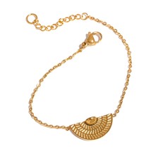 Que texture stainless steel charm fan stud earrings bracelet sets gold color waterproof thumb200