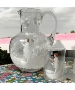 Antique Mary Gregory Hand Blown Glass LEMONADE Pitcher Victorian Girls +... - $96.18 CAD