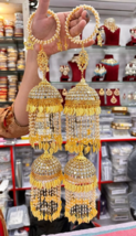 Bollywood Dulhan Wedding CZ Chura Bangle Bridal cz Pearl Kundan Kalire Set - £73.49 GBP