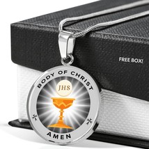 Body Of Christ Communion Circle Necklace Stainless Steel or 18k Gold 18-22&quot; - £34.00 GBP+