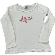 Petit Bateau Girls Long Sleeve White Top With Sailboat &amp; Floral Design S... - £15.46 GBP