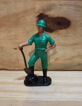 Construction Worker Man With Shovel 1986 In Green Work Uniform Figure - $11.66