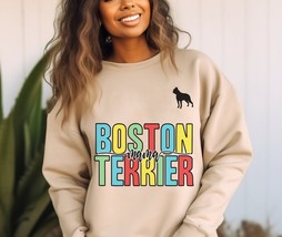 Boston Terrier mama sweatshirt, retro Boston Terrier owner gift idea, Retro Bost - £37.33 GBP
