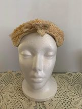 Vintage cream Hat with Hat Pin - $16.00