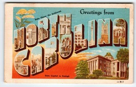 Greetings From North Carolina Large Big Letter Linen Postcard 1945 Dexte... - $7.22