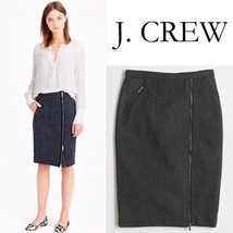J. Crew Asymmetrical Zip Pencil Skirt in Wool gray size 0 - £26.11 GBP