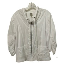 XCVI White Full Zip Mixed Media Jacket Womens Size Large Lightweight - £21.39 GBP