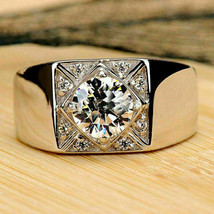 2CT Diamond Lab Created Men&#39;s Band Wedding Pinky Ring 14k White Gold Finish - £137.82 GBP