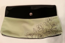 Lancôme Green w/ Roses Print and Patent Leather Trim Cosmetic Makeup Bag NEW - £5.08 GBP