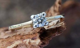 0.40 KT Rotondo Diamanti Finti Fidanzamento Solitario Anello 14K Giallo Dorato - £66.85 GBP