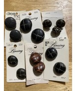 Vintage LANSING Woven Leather Buttons Original Cards Lot Of 6 Brown Gray - $12.82