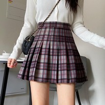 A-line Red Plaid Skirt Outfit Women Girl Plus Size Pleated Plaid Mini Skirt image 9