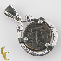 GREEK COIN IN SILVER BEZEL WITH RUBY CABOCHON PENDANT AR-1009 - $280.67