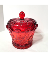 Fostoria Ruby Red Hapsburg Crown Candy Dish + Lid Cover Excellent - $88.81 CAD