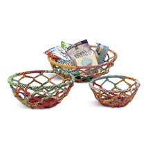 Round Set Of 3 Multi-Colored Jute Baskets - £117.19 GBP