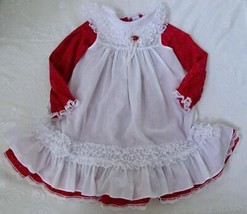 Vintage Bryan Pinafore Party Dress 6 Girls Red Floral Calico White Lace ... - £31.45 GBP