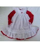 Vintage Bryan Pinafore Party Dress 6 Girls Red Floral Calico White Lace ... - £31.38 GBP