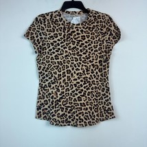 INC Women S Classic Chettah Printed Short Sleeve T Shirt Top NWT BK63 - £14.09 GBP