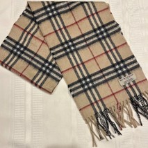 Burberry Cashmere Wool Vintage Check Plaid Unisex Scarf Mufflr Archive Beige COA - £184.59 GBP