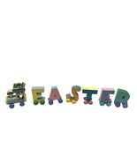 Wooden Block Train 7 Pieces Holiday Workshop Sue Dreamer Hand Painted Ea... - £13.95 GBP
