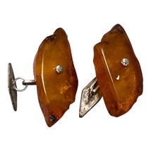 Amber Sterling Silver 925 Cufflinks Suit Any Occasion Con Art Deco Geome... - £18.07 GBP