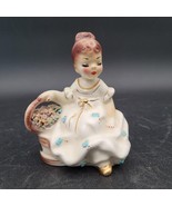 Vintage Josef Originals California Camille Girl Sitting With Basket Of F... - $44.54