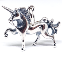 Unicorn Charm Sterling Silver Mythical Luck Charm 3D Solid Stamped 925 Jewellery - £22.39 GBP