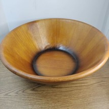 Wood salad bowl large Rounded Lip Made By Clay ART 16&quot;1/2 X6&quot; Minor Scratches... - £20.69 GBP