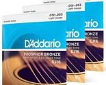 D&#39;Addario EJ16 Phos Bronze Light Acoustic Guitar 3-Pack - $51.29
