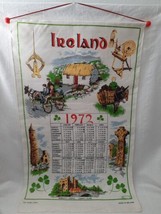 Vintage Ireland 1972 Calendar Linen Tea Towel on Dowel w/ Hanger Wall De... - £13.52 GBP