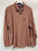 Chaps Men&#39;s Button Down Long Sleeve Shirt  Easy Care Orange Striped Multicolor L - £16.73 GBP
