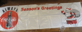 Always Coca Cola Season&#39;s Greetings Santa Large Ad Sign Unused  strings ... - £5.92 GBP