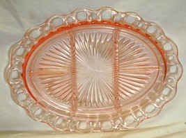 Lace Edge Pink 5 Part Relish Dish Anchor Hocking Depression Glass Old Co... - £31.72 GBP