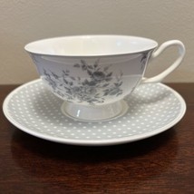 Graces Teaware Fine Bone China Tea Cup and Saucer Set Blue Roses Polka Dot NEW - £26.10 GBP