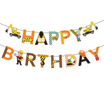 Happy Birthday Construction Party Theme Banner Set Birthday Party Decora... - $9.79