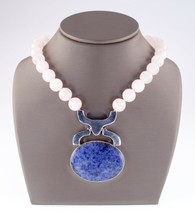 Authenticity Guarantee 
Rigoberto Lapis lazuli with Pink Coral Beads Sterling... - £459.82 GBP