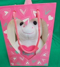 Valentine Unicorn Plush Valentine Gift Bag Hearts Stuffed Plush Toy - $14.71