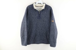 Vintage Orvis Womens Large Sherpa Fleece Lined Half Zip Pullover Sweater Blue - £31.50 GBP