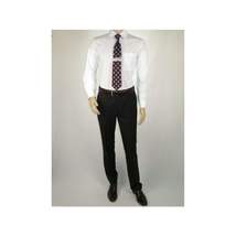 Men's Mantoni Flat Front Pants All Wool Super 140's Classic Fit 40901 Black image 7