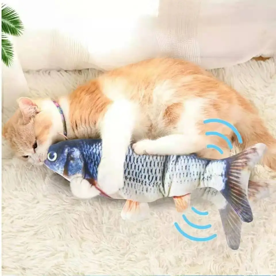 Play Cat USB Charger Toy Fish Interactive Electric floppy Fish Cat toy Realistic - £26.31 GBP