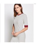 NWT Joie Women&#39;s Short Sleeve Tralena Ribbed Striped Tee T Shirt Knit Dr... - £42.81 GBP