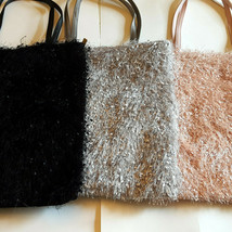 Fashion Shaggy Purse Handbag 3 Colors Black Gray Pink Medium Size 12 x 1... - £17.80 GBP+