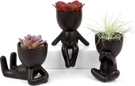 Small Decorative Pots For Plants – Set Of 3 Cute Planters W/ Drainage – Small - £34.55 GBP