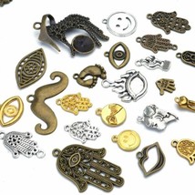 5 Hand Charms Body Part Pendants Mixed Lot Gold Bronze SilverJewelry Making - £3.13 GBP