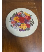 Deluxe Fruitcake Tin 7 In Floral Cookie Canister Vintage Sewing Corsican... - $186.77 MXN