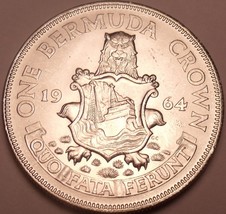 Gem Unc Silver Bermuda 1964 Crown~Lion Holding Shield - £27.10 GBP