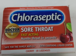 Chloraseptic Sore Throat Lozenges, Cherry, 18 Count, EXP 10/2026 - $9.89