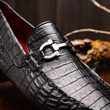 Parma Genuine Caiman Belly Slip On Driving Loafers Black image 7