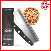 14&quot; Stainless Steel Pizza Cutter Rocker With Safety Cover - Effortless S... - $408.70 MXN