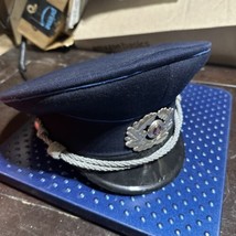 VTG East German Volksmarine Officer Visor Cap Size 56 Navy Hat - £45.94 GBP